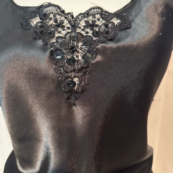 COS Black Satin Chemise with Lace Detail - Picture 3 of 8
